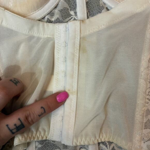 Women lace bustier top medium white Boned Corset steampunk coquette fairy goth - Picture 4 of 8